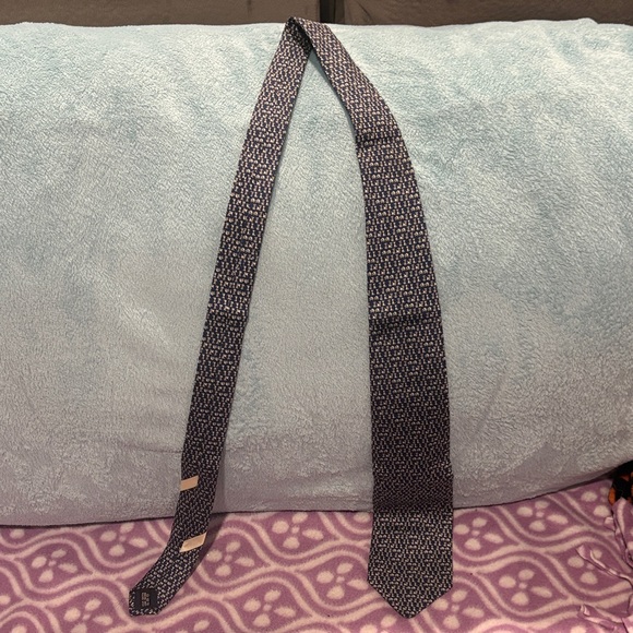 Salvatore Ferragamo Blue and White Patterned Tie with Little White Dog Pattern